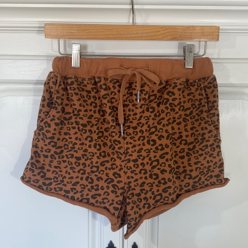 Womens Cheetah animal print sweat shorts Cotton Soft Stretchy Size Xs/Small